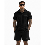 Casual Terry Polo & Shorts -  Black | 1HUNNA