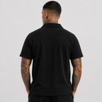 1HUNNA Casual Terry Polo in black – back worn view