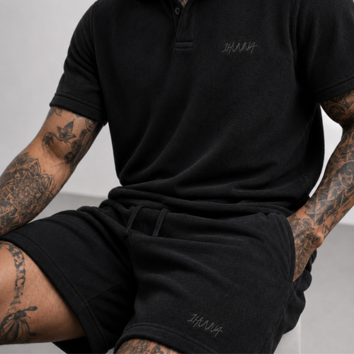 Premium Terry Polo - Black | 1HUNNA
