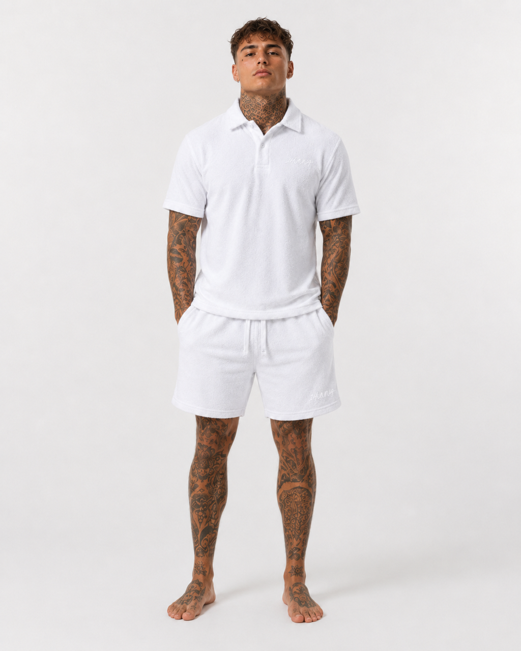 Casual Terry Shorts  – White | 1HUNNA