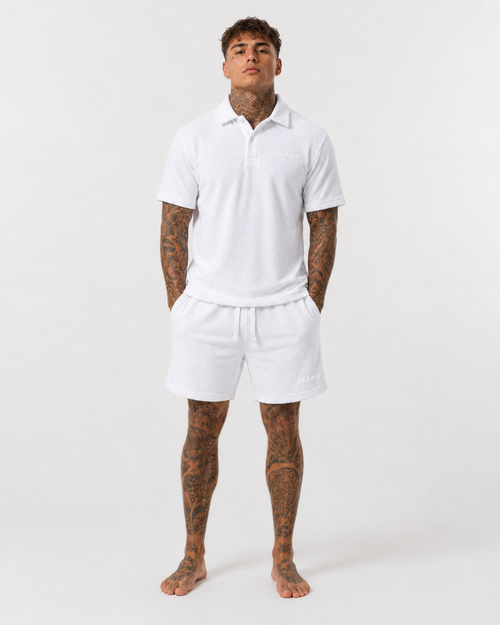 Casual Terry Shorts  – White | 1HUNNA