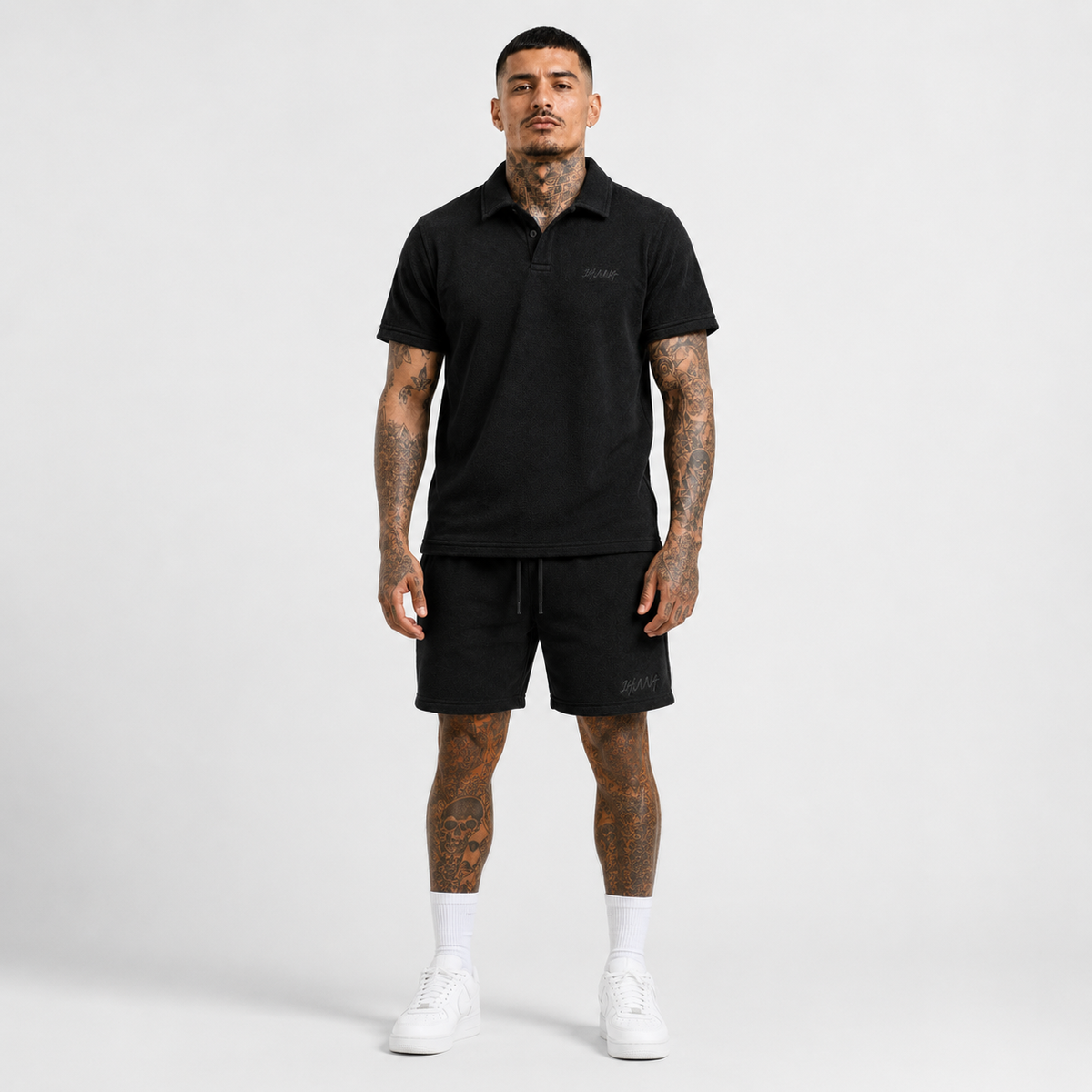 1HUNNA Casual Terry Set in black – front worn view