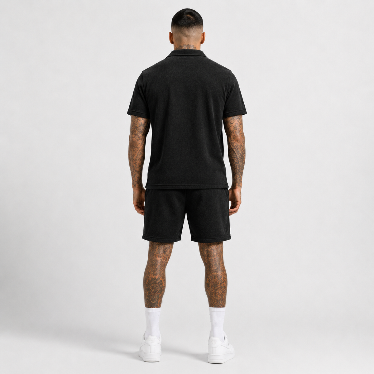 1HUNNA Casual Terry Set in black – back worn view
