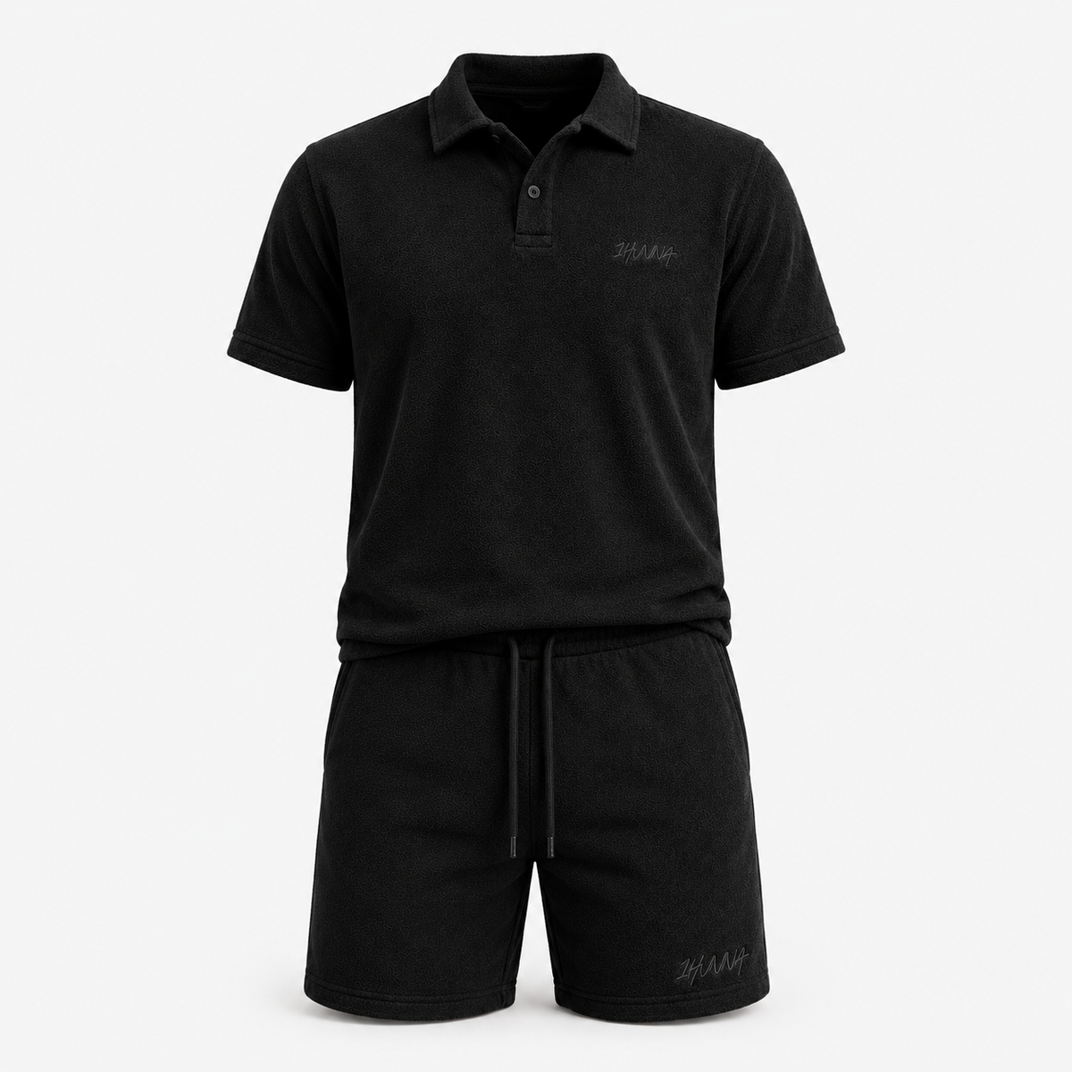 1HUNNA Casual Terry Set in black – front view