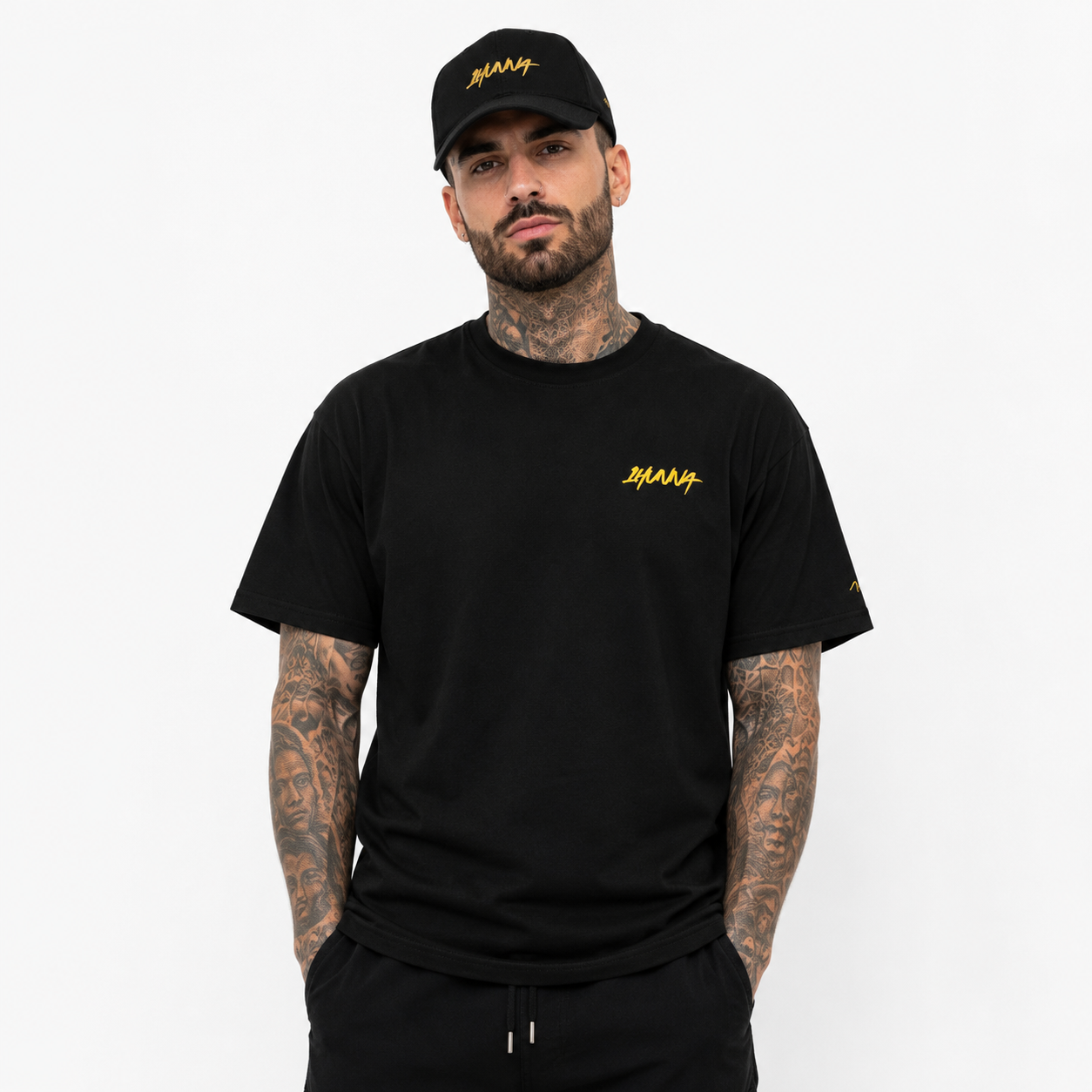 Signature Real One T-Shirt – Black & Gold | 1HUNNA