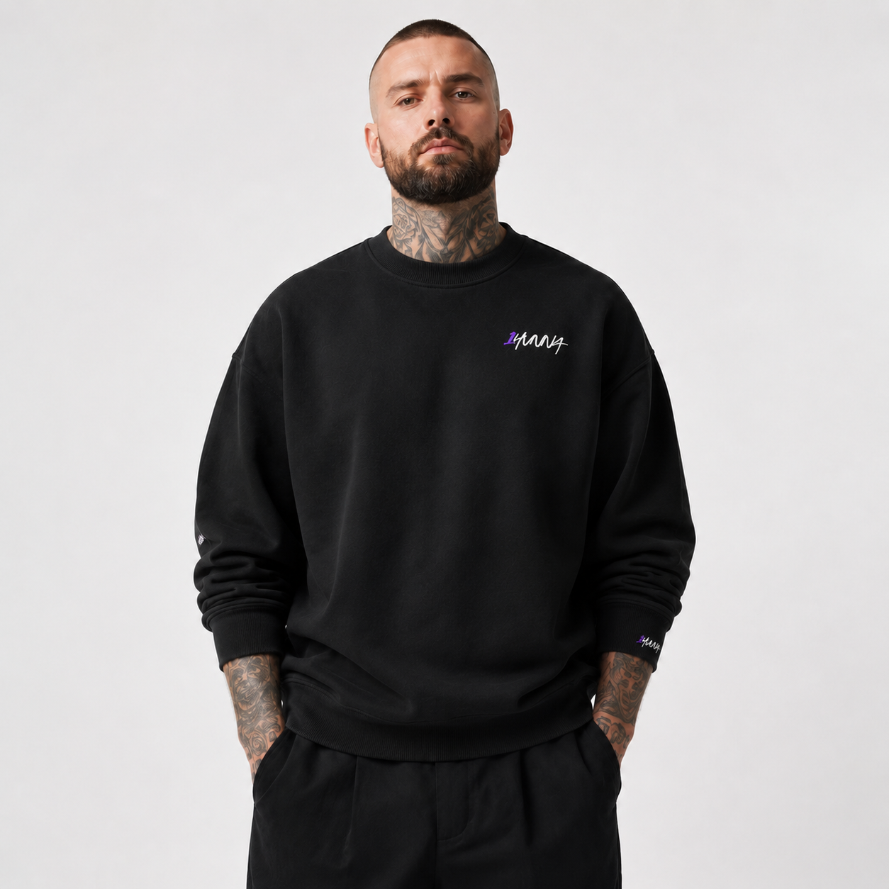 Gallery Give no f#ck Sweater - Black | 1HUNNA