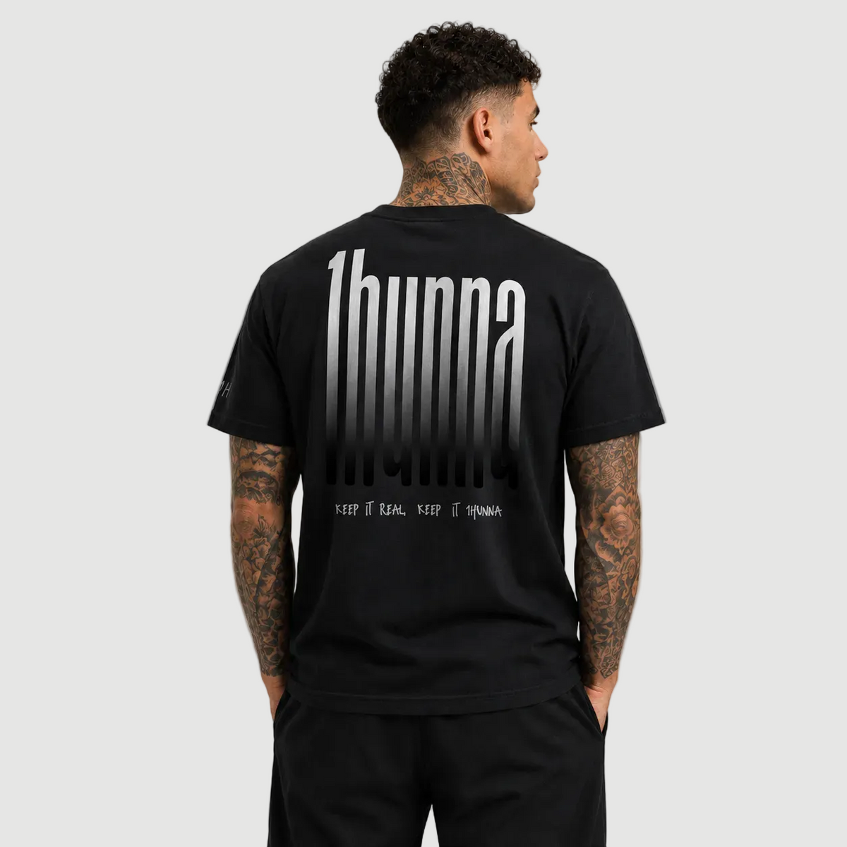 Black Signature Keep It Real T-shirt – large 1HUNNA back graphic