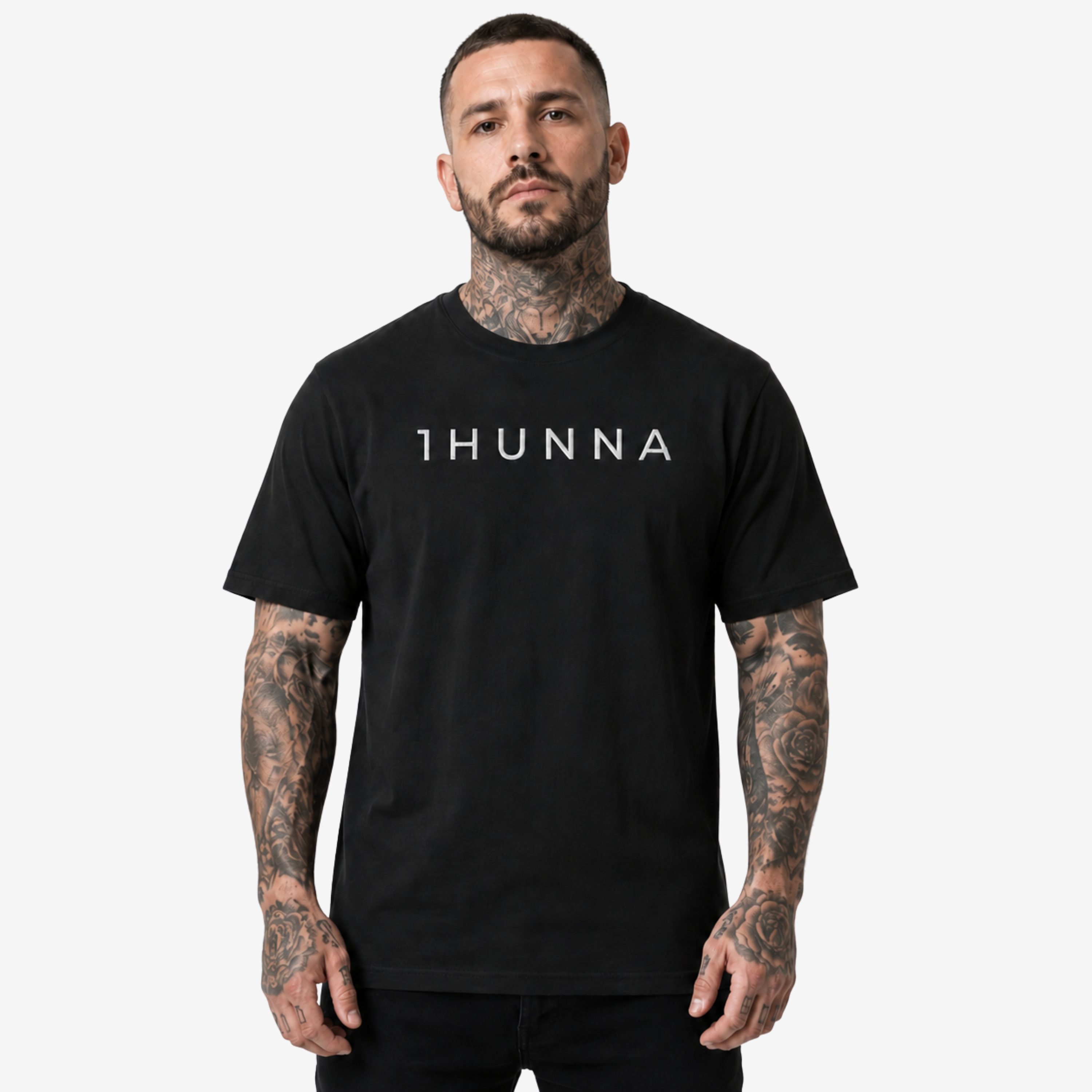 Casual Heavyweight T-Shirt – Zwart Wit | 1HUNNA