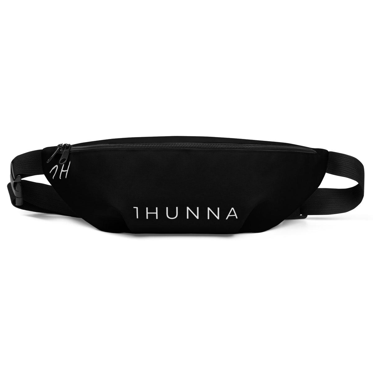 Black Signature 1H Bumbag – front product view with 1HUNNA wordmark
